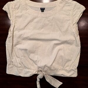 Patagonia Cream Cap Sleeve Tie Front Blouse